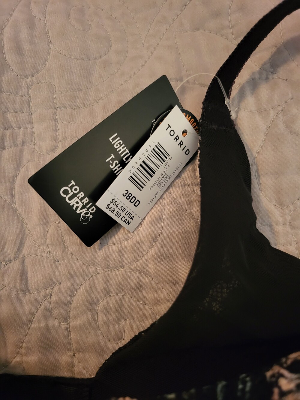 Torrid Lightly Lined T-Shirt Bra Floral Black & Pink - Picture 3 of 3